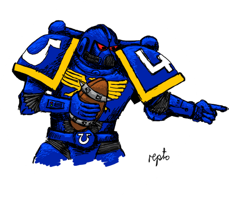 Space Marine holding a Football
